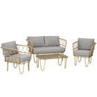 Outsunny Set canapea din ratan PE din 4 piese, Seturi de mobilier de conversatie pentru gradina impletite, cu impletitura rotunda | AOSOM RO