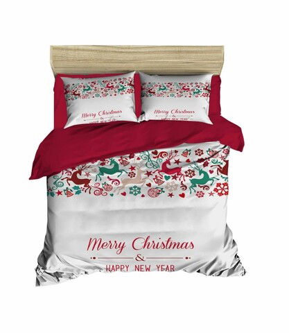 Lenjerie de pat dubla Xmas-426, Pearl Home, 3 piese, amestec bumbac, multicolor