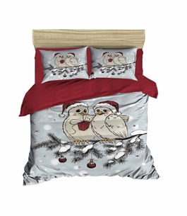 Lenjerie de pat dubla Xmas-435, Pearl Home, 3 piese, amestec bumbac, multicolor
