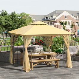 Outsunny pavilion de gradina de lux, 3x3 m, galben | Aosom Ro