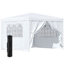 Outsunny Foisor Impermeabil cu Paneluri Laterale in Tesatura Oxford Alb, 3x3m 
