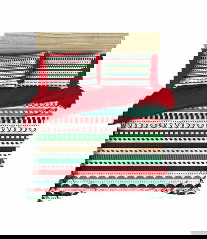 Lenjerie de pat dubla Xmas-447 Pearl Home, 3 piese, amestec bumbac, multicolor