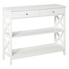 HOMCOM  Masa Consola cu 2 Sertare si 2 Rafturi Mobile pentru Intrare si Living 100x30.5x80cm, Alba