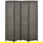 HOMCOM Paravan pentru spatii interioare, separeu pliabil cu 4 panouri, din lemn si bambus, 180x180x1.9cm, negru si maro | AOSOM RO