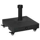 Outsunny Baza pentru Umbrela de Soare cu Roti Se poate Umple pana la 20kg, Postament din HDPE pentru Stalpi de Ø38-48mm, 45x45x39cm, Negru | AOSOM RO