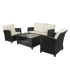 Outsunny Set mobilier Gradina 4 bucati din PE Rattan si Masuta, Canapea si Fotolii Tapitate Negru si Bej 124x68x76cm