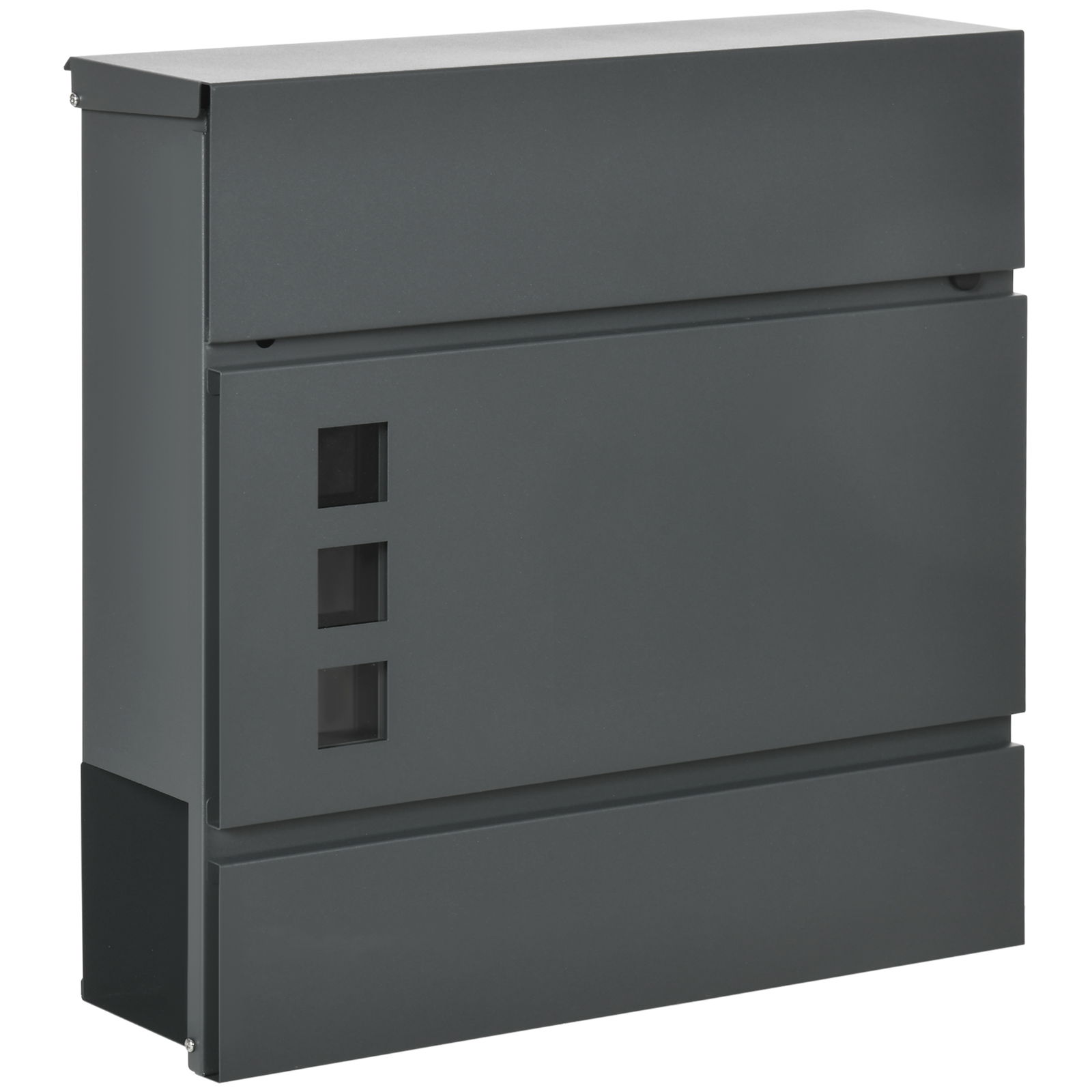 HOMCOM Cutie Postala din Otel Zincat cu 3 Fante si 2 Chei de Securitate incluse, 37x10.5x37 cm, Gri | AOSOM RO