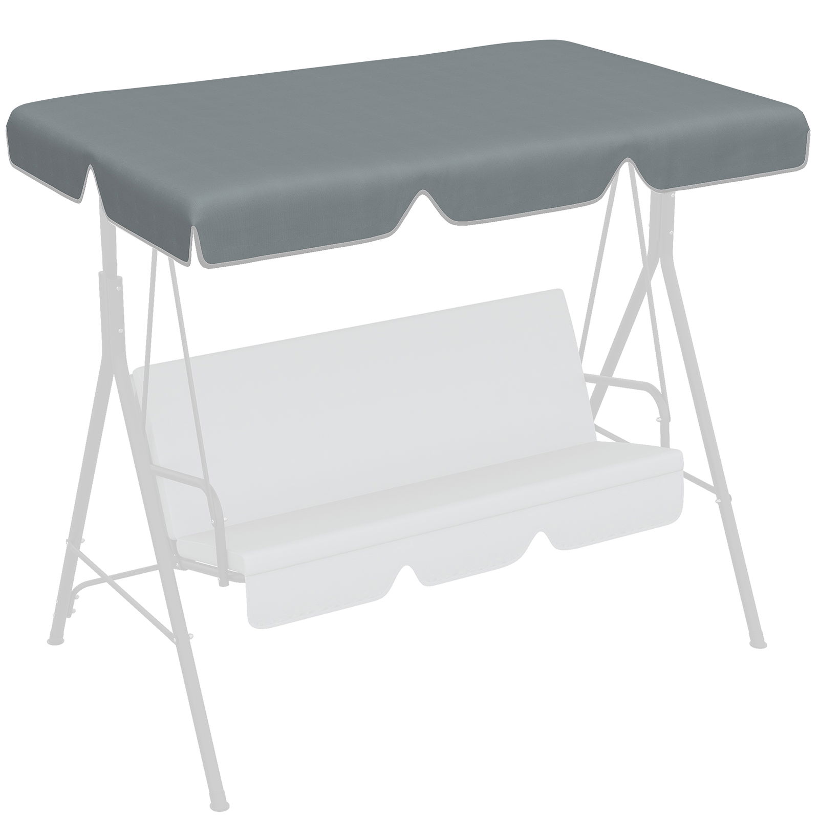 Outsunny Copertina de Rezerva pentru Balansoar de Gradina cu 2 Locuri cu Cadru Tubular, Acoperis de Rezerva pentru Balansoar, Gri Inchis | AOSOM RO