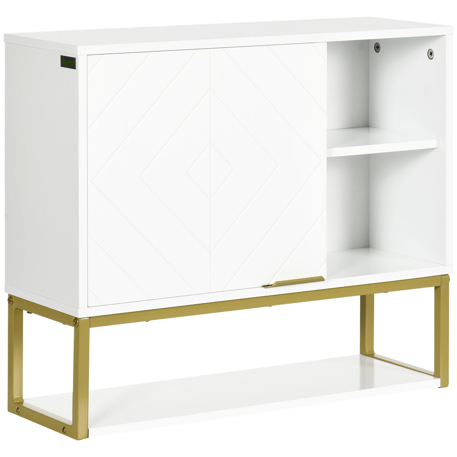Kleankin Dulap de baie de dimensiuni reduse cu 2 niveluri, montare pe perete cu rafturi deschise din MDF alb, 60x20x51 cm | AOSOM RO