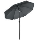 Outsunny Umbrela de soare pentru plaja din Poliester si Otel cu 8 Nervuri, cu Tetiera care se Inclina la 45° si Design in 2 Sectiuni, Ø180x209 cm, Gri | AOSOM RO