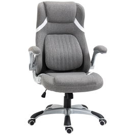 Vinsetto Scaun de Birou Ergonomic din Tesatura Respiranta Efect In, Spuma de Cauciuc si Otel cu Inaltime Reglabila, 68x76x109-117 cm, Gri | AOSOM RO