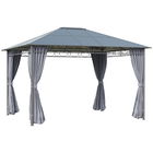 Outsunny Foisor pentru gradina 3.6x3 m cu acoperis din policarbonat anti-UV, structura din otel si aluminiu si pereti laterali, gri | AOSOM RO