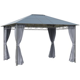 Outsunny Foisor pentru gradina 3.6x3 m cu acoperis din policarbonat anti-UV, structura din otel si aluminiu si pereti laterali, gri | AOSOM RO