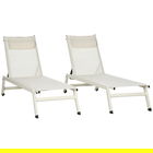 Outsunny Sezlong din Aluminiu si Poliester, Set 2 Bucati Bej de Gradina cu 5 Niveluri de Inclinare, 55x195x30 cm | AOSOM RO