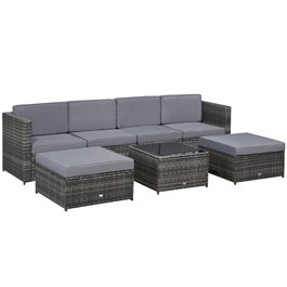 Outsunny Set din 7 Piese Living pentru exterior din Rattan , Sur | Aosom Ro