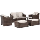 Outsunny Set de canapele pentru exterior din ratan PE, cu 6 piese, Maro mixt | Aosom Ro