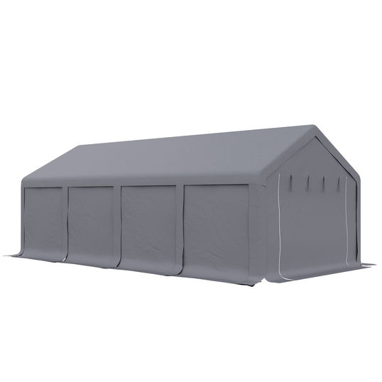 Outsunny Cort de petrecere 4 x 8 m pentru exterior, Cort pavilion , Gri inchis | Aosom Ro