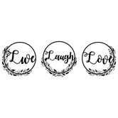 Set 3 decoratiuni de perete, Live Laugh Live, Tanelorn, 48x48 cm, metal