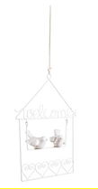 Decoratiune suspendabila, Amelie House, Bizzotto, 15x19 cm, otel/ceramica, alb