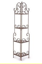 Etajera de colt Corner, Bizzotto, 48 x 33 x 164 cm, otel, maro