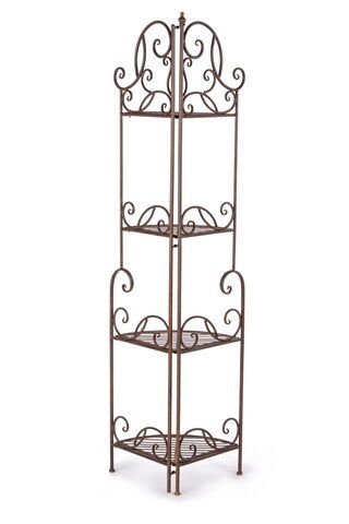 Etajera de colt Corner, Bizzotto, 48 x 33 x 164 cm, otel, maro