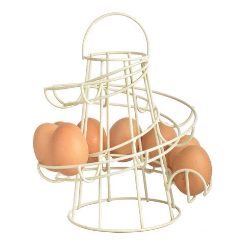 Suport decorativ pentru oua, Esschert, 18.2 x 18.2 x 22.8 cm, metal, crem