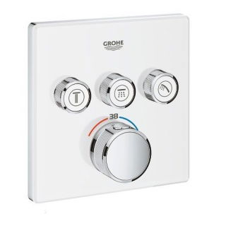 Baterie dus patrata Grohe Grohtherm SmartControl cu 3 iesiri alba
