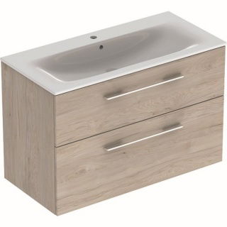 Set PROMO mobilier baza si lavoar Geberit Selnova Square 98,8x48xH63,5 cm maro deschis