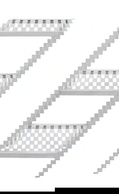 Suport cu 3 rafturi, Wenko, Norway, 36 x 79 x 36 cm, lemn de nuc, alb