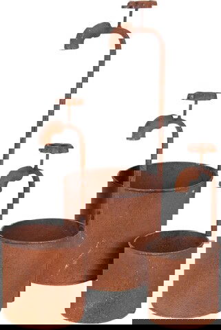 Set 3 ghivece Pot, metal, maro