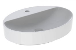 Lavoar pe blat Geberit Variform oval, fara preaplin, cu banc orificii robinet 60x45xH15,8 cm