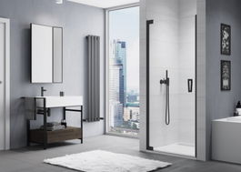Usa de nisa batanta SanSwiss Cadura CA1C 70xH200 cm profil negru, stanga