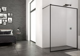 Cabina dus Walk-in SanSwiss Easy Loft 79 80xH200 cm profil negru
