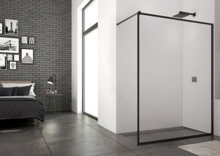Cabina dus Walk-in SanSwiss Easy Loft 79 90xH200 cm profil negru
