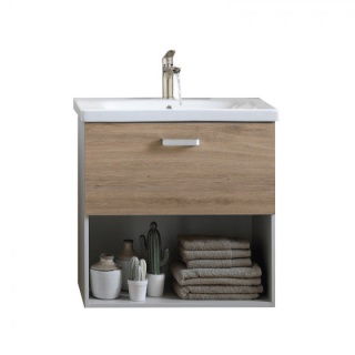 Set PROMO mobilier si lavoar Kolpasan Evelin stejar 77x44xH65 cm