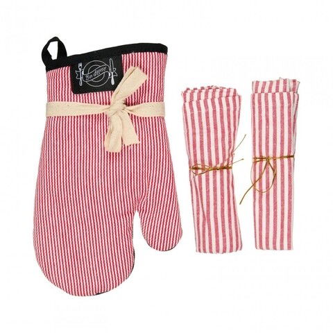Set 3 piese pentru bucatarie Heinner, bumbac, rosu
