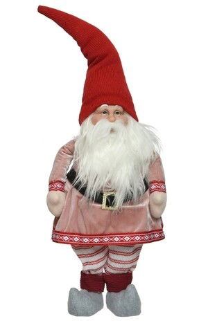 Decoratiune Gnome w dress pink, Decoris, 25x14x60 cm, poliester, multicolor