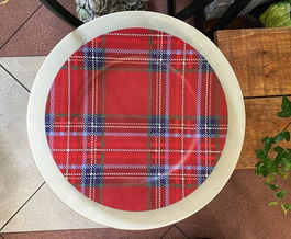 Platou Check print, Decoris, Ø33 cm, polipropilena, rosu/albastru