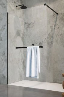 Cabina dus Walk-In Radaway Modo New II Black cu suport prosop 105xH200 cm