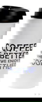 Cana termos Happy Coffee, Ambition, 400 ml, inox, alb