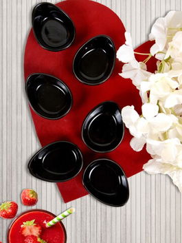 Set 6 recipiente pentru sosuri Mini Gondola, Keramika, 8 cm, ceramica, negru