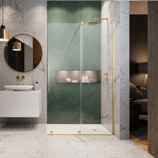 Cabina dus Walk-In Radaway Furo Gold 90xH200 cm, stanga