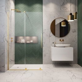 Cabina dus Walk-In Radaway Furo Gold 150xH200 cm, dreapta