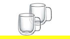 Set 2 cani termorezistente Mia, Ambition, 250 ml, sticla termorezistenta, transparent