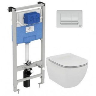 Set PROMO Ideal Standard rezervor, clapeta, vas wc Tesi Aquablade si capac inchidere lenta