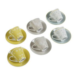 Set 6 cesti cu farfurie Ebba, Versa, portelan, multicolor