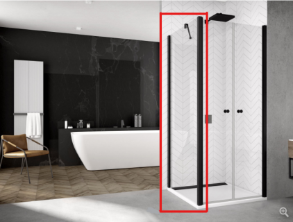 Perete lateral SanSwiss Solino SOLT2, 120xH200 cm profil negru-mat