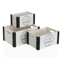 Set 3 cutii pentru organizare Daily, Versa, 35x25x17 cm, lemn