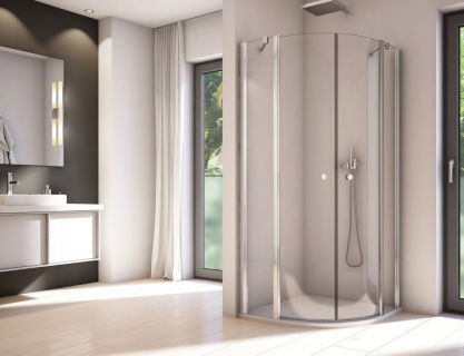 Cabina dus semirotunda Sanswiss Solino SOR 80x80xH200 cm, usi batante