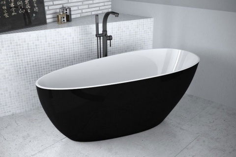 Cada freestanding Besco Goya compozit 170x72 cm, alb-negru